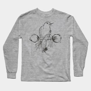 fairy tern on a branch outline sketch Long Sleeve T-Shirt